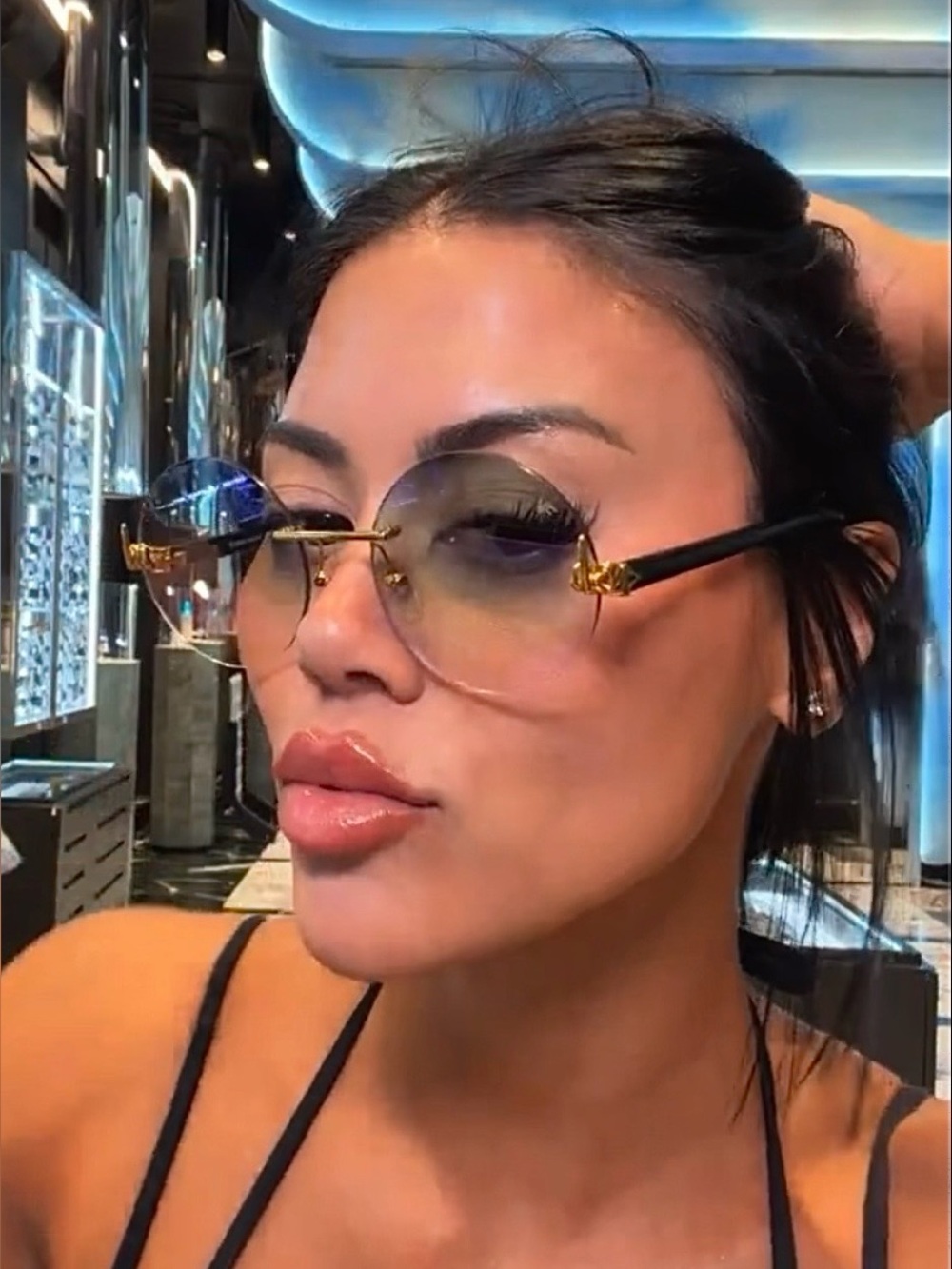 NEW Vintage Frames Company Round Rimless Sunglasses - 24Kt gold